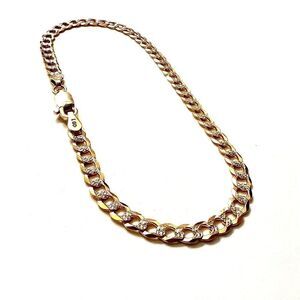 14k Solid Gold Curb Cuban Pave Bracelet | Gift | Bracelet | Real Gold Bracelet |